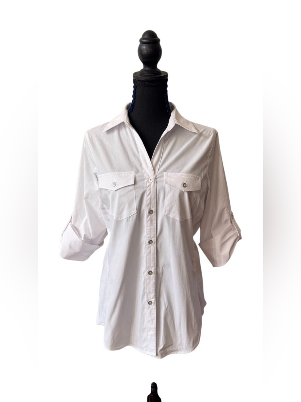 NY Collection White Button-Down Women's Shirt